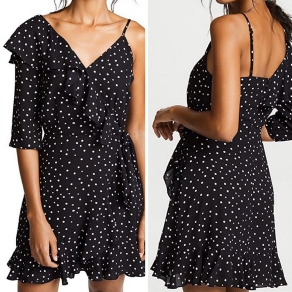 Jack by BB Dakota One Shoulder Polka Dot Dress Black/White Size S - Picture 2 of 8